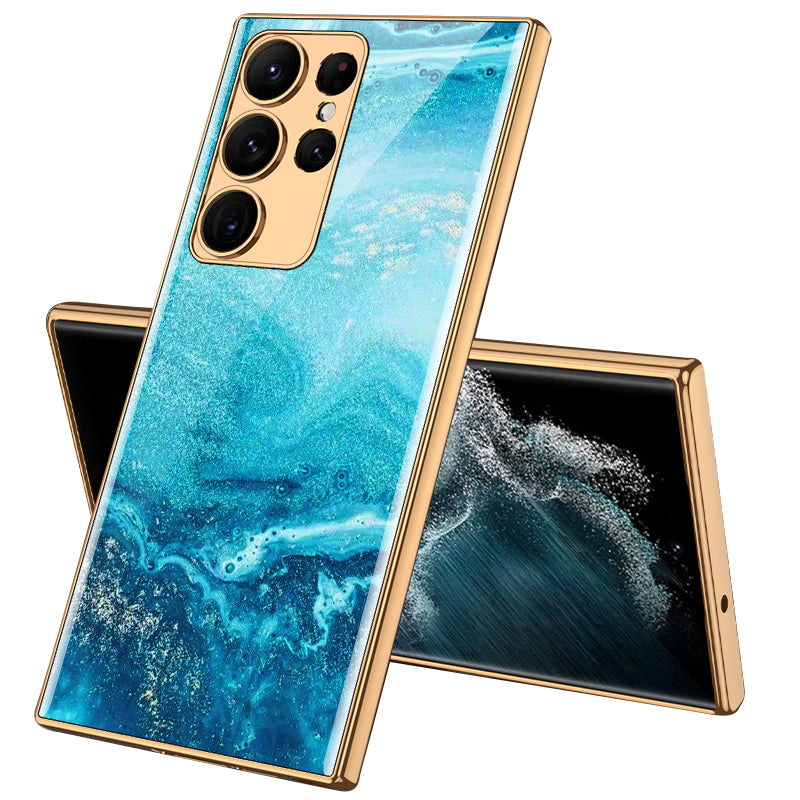 GKK For Samsung Galaxy S23 Ultra Tempered Glass Phone Case TPU PC Anti-Scratch Pattern Printing Electroplated Cover GKK For Samsung Galaxy S23 Ultra Tempered Glass Phone Case TPU PC Anti-Scratch Pattern Printing Electroplated Cover